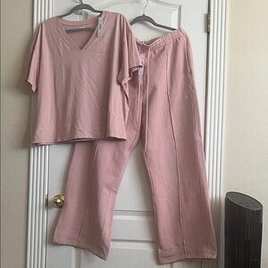 PINK vs V-Neck Top and Pants Set